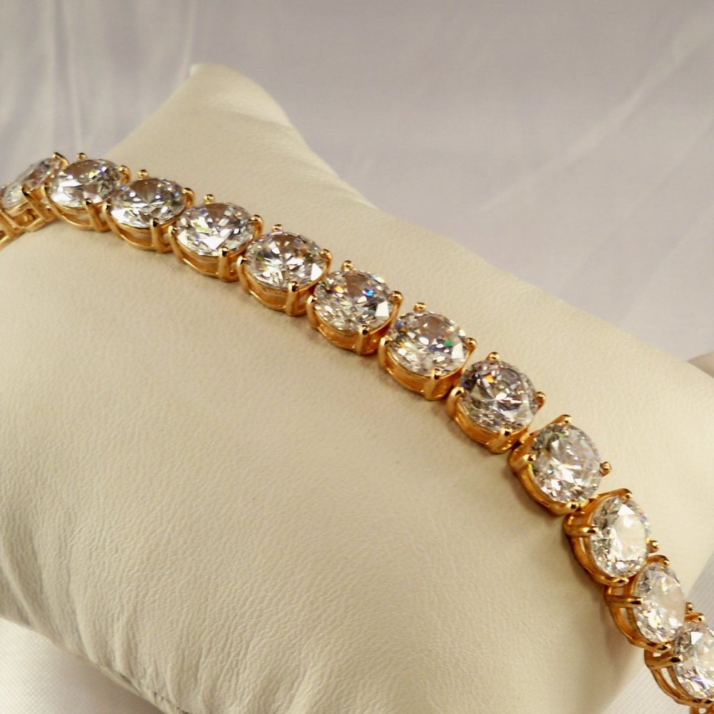 NEW Round Cut Cubic Zirconias Lite Rose Gold DESIGNER Bracelet